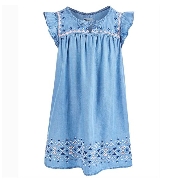 Epic Threads Other - Girls Embroidered Chambray Denim Dress - Size M